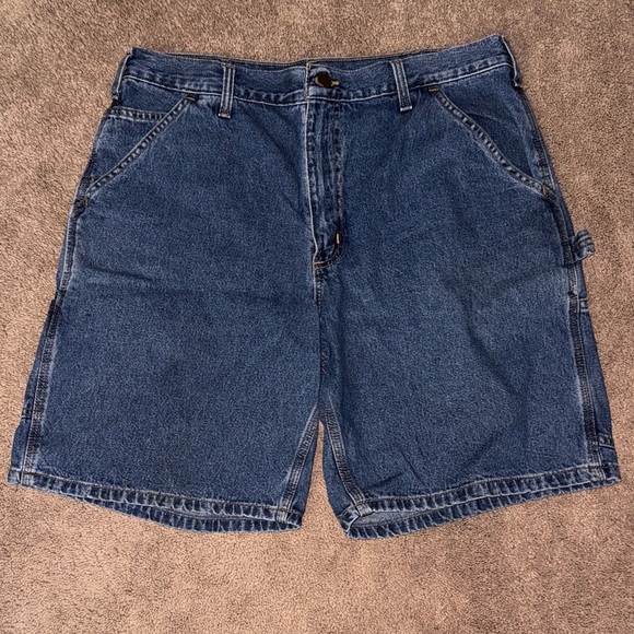 Vintage Carhartt Men's Blue Denim Shorts 34 - Picture 2 of 4